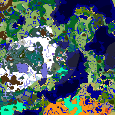 Predicted biome map of Java 1.18 seed -6006022729037744169 around estimated spawn