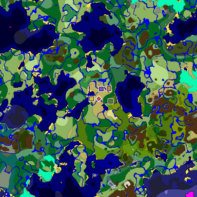 Predicted biome map of Java 1.18 seed -6176283188857660877 around estimated spawn