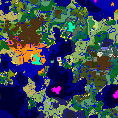 Predicted biome map of Java 1.18 seed 7608155817402005493 around estimated spawn