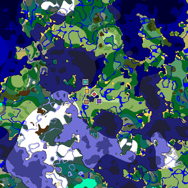 Predicted biome map of Java 1.18 seed -7971668570980533576 around estimated spawn