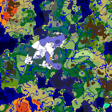 Predicted biome map of Java 1.18 seed 3561242837374813094 around estimated spawn