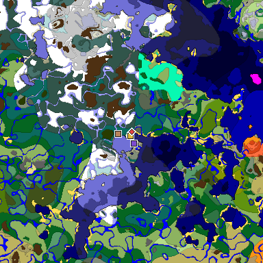 Predicted biome map of Java 1.18 seed 3123832418675785629 around estimated spawn