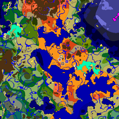 Predicted biome map of Java 1.18 seed -6593850618892851158 around estimated spawn