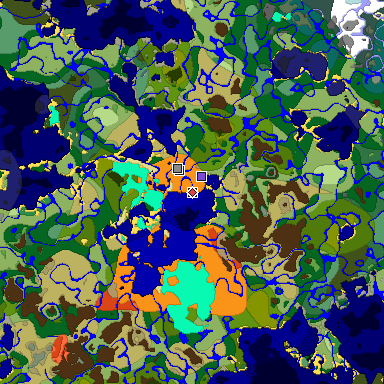 Predicted biome map of Java 1.18 seed 8082483741445436812 around estimated spawn