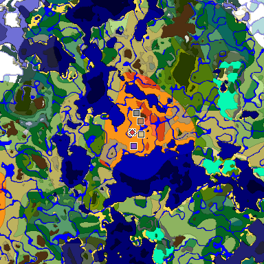 Predicted biome map of Java 1.18 seed 4846988690450044291 around estimated spawn