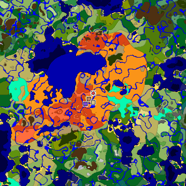 Predicted biome map of Java 1.18 seed -2738262179840807423 around estimated spawn