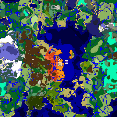 Predicted biome map of Java 1.18 seed 4891673229952250695 around estimated spawn