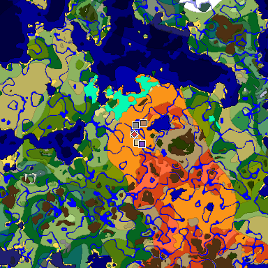 Predicted biome map of Java 1.18 seed -6929577169026669009 around estimated spawn