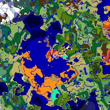 Predicted biome map of Java 1.18 seed -3785072655476295016 around estimated spawn