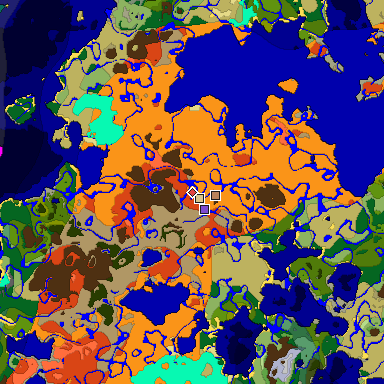 Predicted biome map of Java 1.18 seed -956364880248615854 around estimated spawn