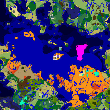 Predicted biome map of Java 1.18 seed -461242595595023332 around estimated spawn