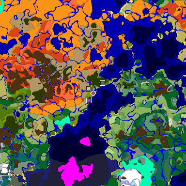 Predicted biome map of Java 1.18 seed 8000623074062203747 around estimated spawn