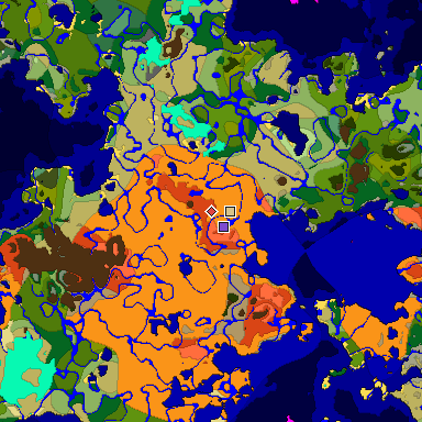 Predicted biome map of Java 1.18 seed 8268188796000913753 around estimated spawn