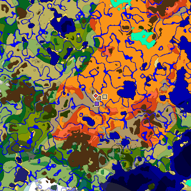 Predicted biome map of Java 1.18 seed 8380491265233627996 around estimated spawn