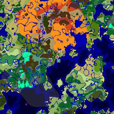 Predicted biome map of Java 1.18 seed 335377103229860341 around estimated spawn