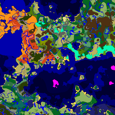 Predicted biome map of Java 1.18 seed 2588643285710940160 around estimated spawn