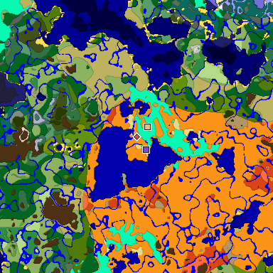 Predicted biome map of Java 1.18 seed 4824078316116395655 around estimated spawn