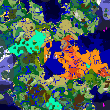 Predicted biome map of Java 1.18 seed -8492670697661666379 around estimated spawn