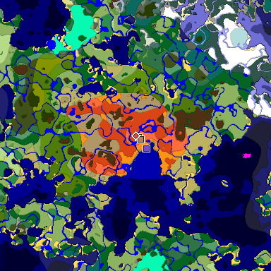 Predicted biome map of Java 1.18 seed -5598036458683085727 around estimated spawn