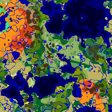 Predicted biome map of Java 1.18 seed -5947336070727715507 around estimated spawn