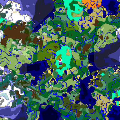 Predicted biome map of Java 1.18 seed -2716568994200870058 around estimated spawn