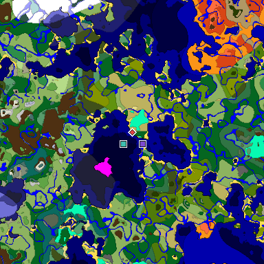 Predicted biome map of Java 1.18 seed -1017814919821166959 around estimated spawn