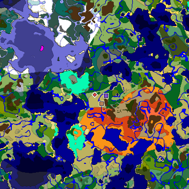 Predicted biome map of Java 1.18 seed -5307756608657082595 around estimated spawn