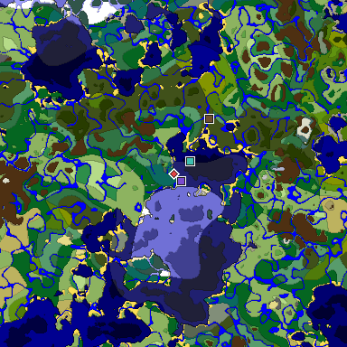 Predicted biome map of Java 1.18 seed 6700437104579776617 around estimated spawn