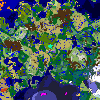 Predicted biome map of Java 1.18 seed 2508435058141431252 around estimated spawn