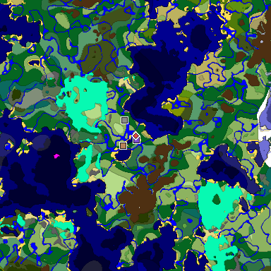 Predicted biome map of Java 1.18 seed 6602178595128504843 around estimated spawn