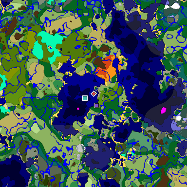 Predicted biome map of Java 1.18 seed 283139089112977031 around estimated spawn