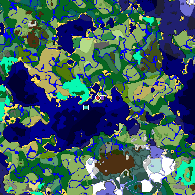 Predicted biome map of Java 1.18 seed 2522253795269437779 around estimated spawn