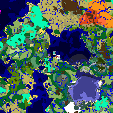 Predicted biome map of Java 1.18 seed -897495160921639070 around estimated spawn
