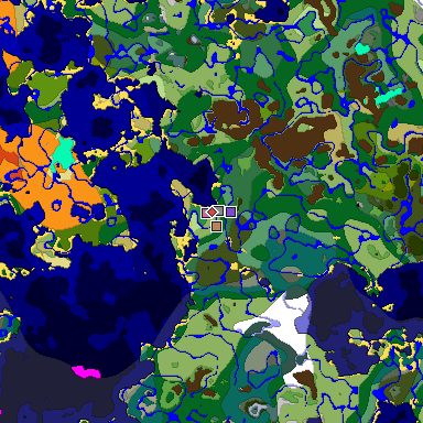 Predicted biome map of Java 1.18 seed -1945628959701980338 around estimated spawn
