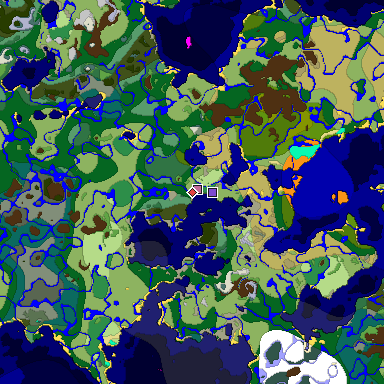 Predicted biome map of Java 1.18 seed 5894296907133642998 around estimated spawn