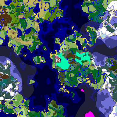 Predicted biome map of Java 1.18 seed -3857729647272024187 around estimated spawn