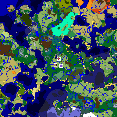 Predicted biome map of Java 1.18 seed -2280095011450881223 around estimated spawn