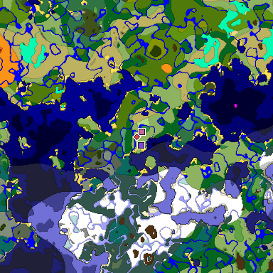 Predicted biome map of Java 1.18 seed -4952832748956726398 around estimated spawn