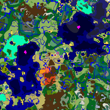 Predicted biome map of Java 1.18 seed -3774510853243902782 around estimated spawn