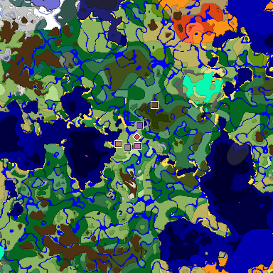 Predicted biome map of Java 1.18 seed 6740688056643553854 around estimated spawn