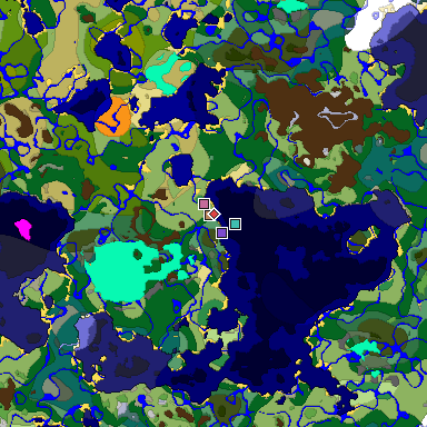 Predicted biome map of Java 1.18 seed 6222786283449483997 around estimated spawn