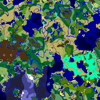 Predicted biome map of Java 1.18 seed 7014823219833046138 around estimated spawn