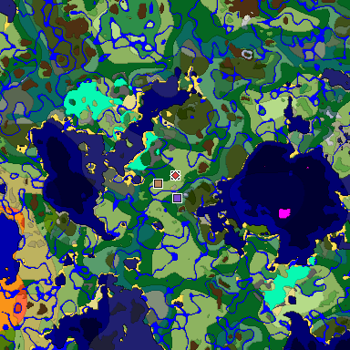 Predicted biome map of Java 1.18 seed 869860870339926749 around estimated spawn