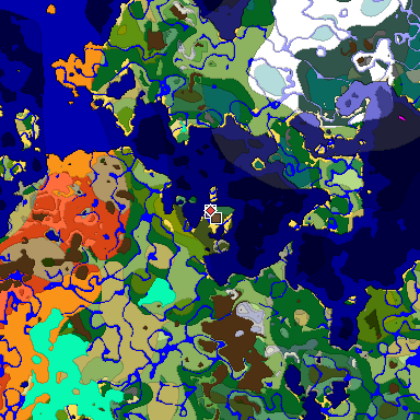 Predicted biome map of Java 1.18 seed 4327400189069506831 around estimated spawn