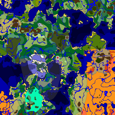 Predicted biome map of Java 1.18 seed -2170508403863623849 around estimated spawn