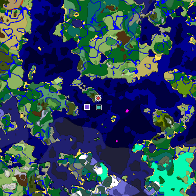 Predicted biome map of Java 1.18 seed 2112490979220573066 around estimated spawn