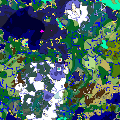 Predicted biome map of Java 1.18 seed -3808027508628136101 around estimated spawn