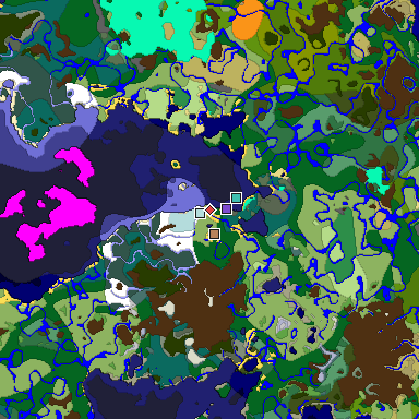 Predicted biome map of Java 1.18 seed -4290815015728384810 around estimated spawn
