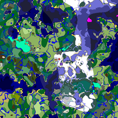 Predicted biome map of Java 1.18 seed -733682307008913576 around estimated spawn