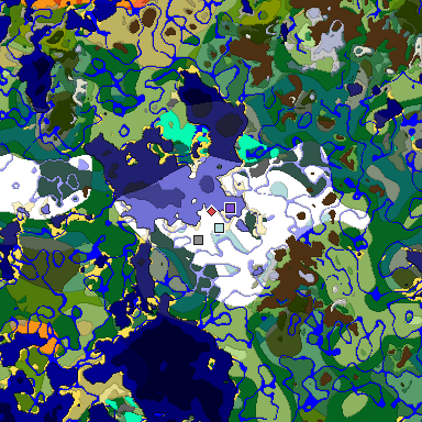 Predicted biome map of Java 1.18 seed 2499748077483887322 around estimated spawn